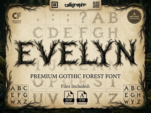Evelyn: Weaving Dark Fantasy with Gothic Forest Typography