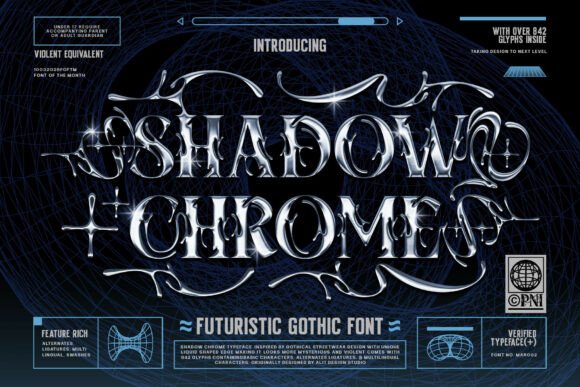 Shadow Chrome: The Futuristic Gothic Font for Dominant Design